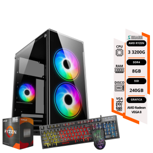 PC GAMER RYZEN 3 3200G + 8GB+ SSD 240GB – gráficos vega 8 + TEC y MOUSE RGB DE REGALO