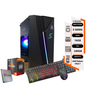 PC GAMER RYZEN 5 5600G + 16GB+ SSD 240gb – gráficos vega 7 RGB + TEC y MOUSE REGALO RGB