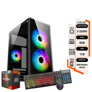 PC GAMER RYZEN 3 3200G + 8GB+ HDD 1TB – gráficos vega 8 + TEC y MOUSE RGB DE REGALO