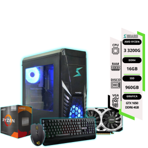 PC GAMER RYZEN 3 3200G + 16GB+ SSD 960GB + VGA MSI Geforce GTX 1650 4GB/GDDR6 OC+ TEC y MOUSE RGB DE REGALO