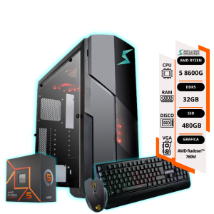 Pc Gamer Ryzen 5 8600G + 32GB+ SSD 480GB – gráficos AMD Radeon™ + Tec y mouse RGB de REGALO