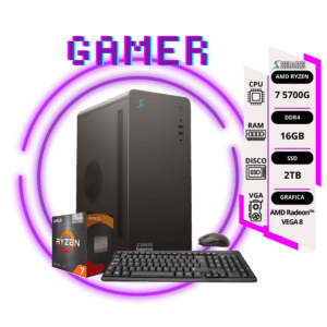 Pc Gamer Ryzen 7 5700G + 16GB + 2TB SSD + gráficos AMD Radeon™ VEGA + TEC. y MOUSE de REGALO