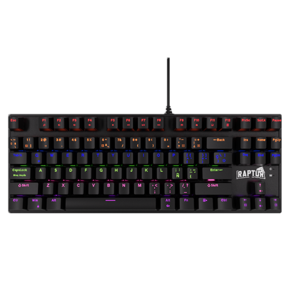 TECLADO 80% MECANICO RAPTOR FIRECLAW M87 RAINBOW RAP-TEC-MEC-87-SN